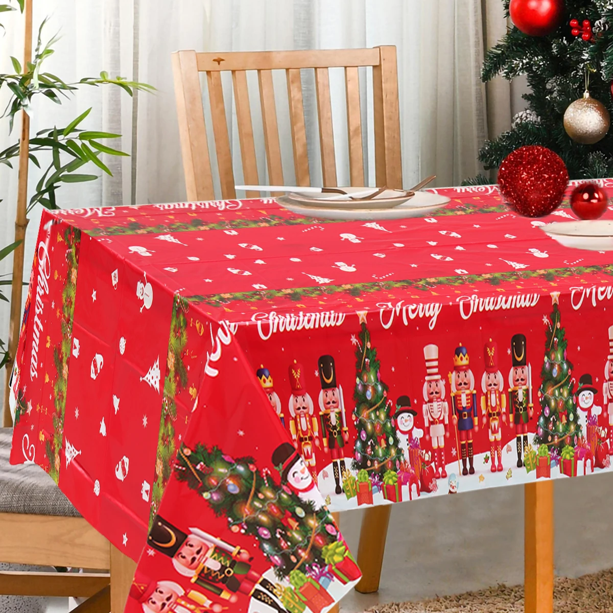 Santa Claus Elk Deer Tablecloth Merry Christmas Decors for Home 2024 Table Cover Xmas Ornament Navidad Natal New Year Gift 2025