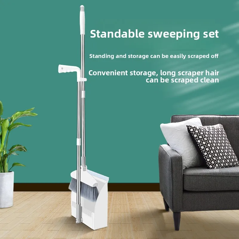 

Foldable Standing Broom Dustpan Set Plastic Magic Broom Broom Wiper Combination Set Sweeping Artifact
