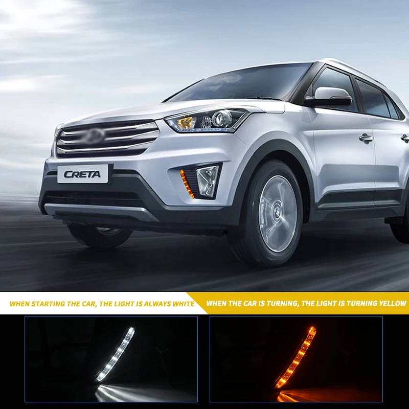 LED DRL Day Light FOR Hyundai iX25 2014 2016 2016 Daytime Running Light Fog Lamp Bezel Dynamic Sequential Turn Signal1SET view 3