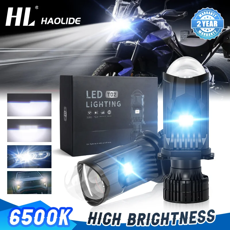 

1Pair Mini H4 Projector LED Spotlight 60000LM LED Light Bulb Lentes Headlight High and Low Beams for Motorcycle Cars 12V 24V