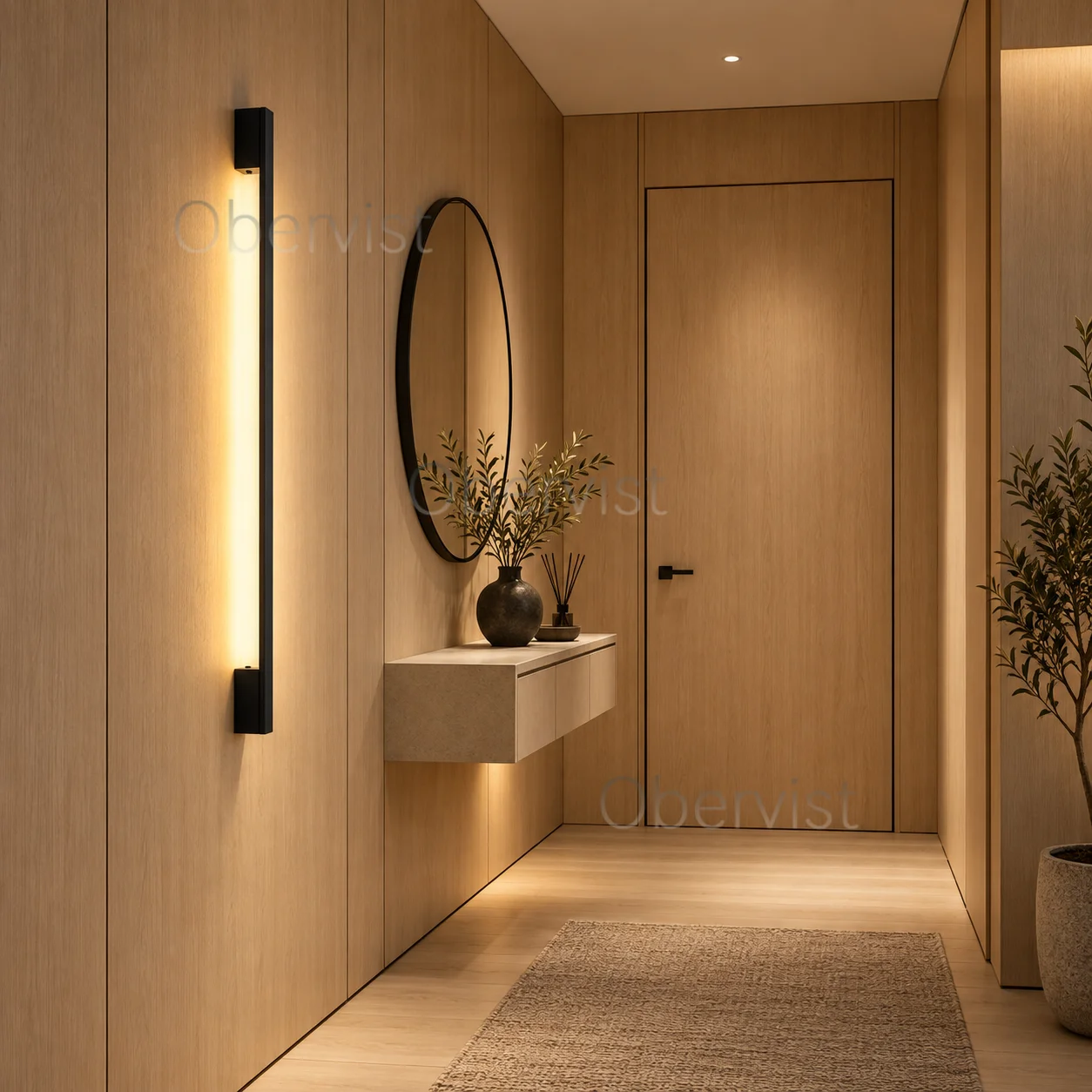 Modern Black Linear LED Wall Light, Warm Ambient Sconce for Bedroom, Living Room, Hallway and Entryway Decor