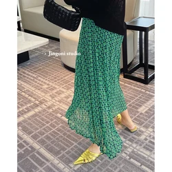 Chiffon Skirt 2023 Woman Clothing Fashion Beach Summer Vintage Korean Stylish Boho Long Floral Cargo Pleated Tulle High Waist