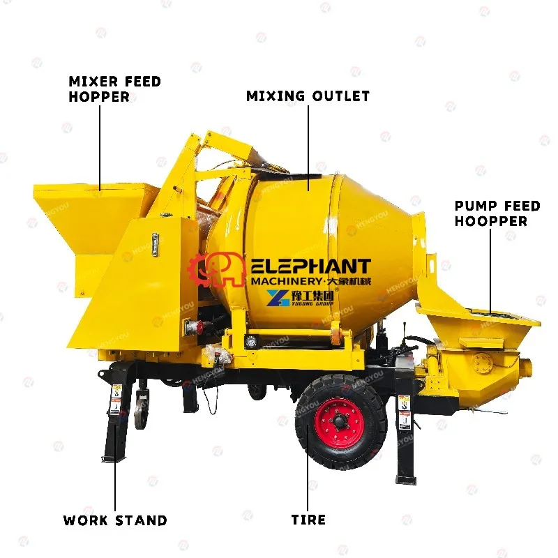 Hot Selling Mini Trailer-mounted Concrete Line Pump, Integrated Concrete Mixer Pump Machine for Rural Housing