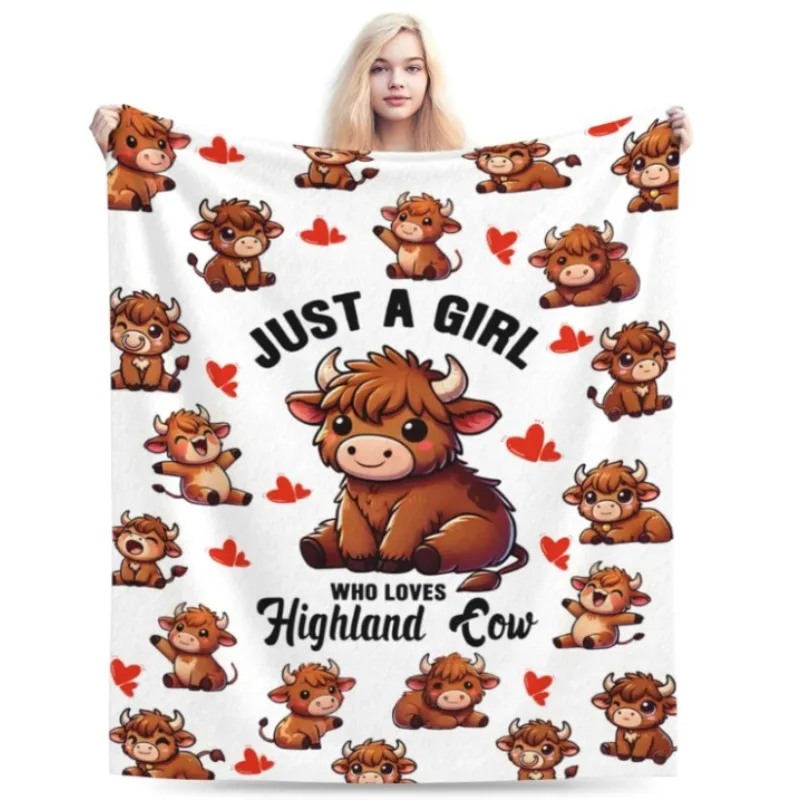 ผ้าห่มลายวัวชนบทสุดน่ารัก ผ้าห่มกำมะหยี่เนื้อนุ่มสำหรับวัยรุ่น เด็กชาย เด็กหญิง ผู้ใหญ่ ผู้หญิง เหมาะสำหรับการเดินทาง