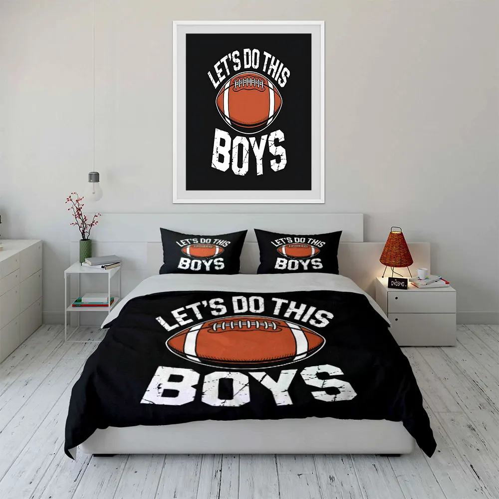 American football theme Print Soft Comfortable Duvet Cover Bedding Set Included 1*Duvet Cover  2*Pillowcases Luxury gifts
