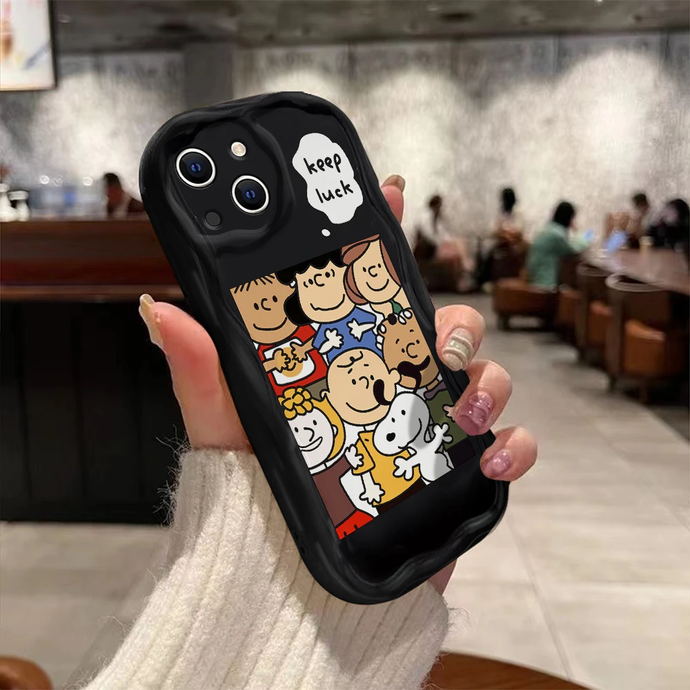 Funda de silicona suave para iPhone, carcasa bonita de Anime Snoopys 3D Wave para iPhone 15 14 13 12 11 Pro Max Mini X XR XSMAX 8 7 6S Plus