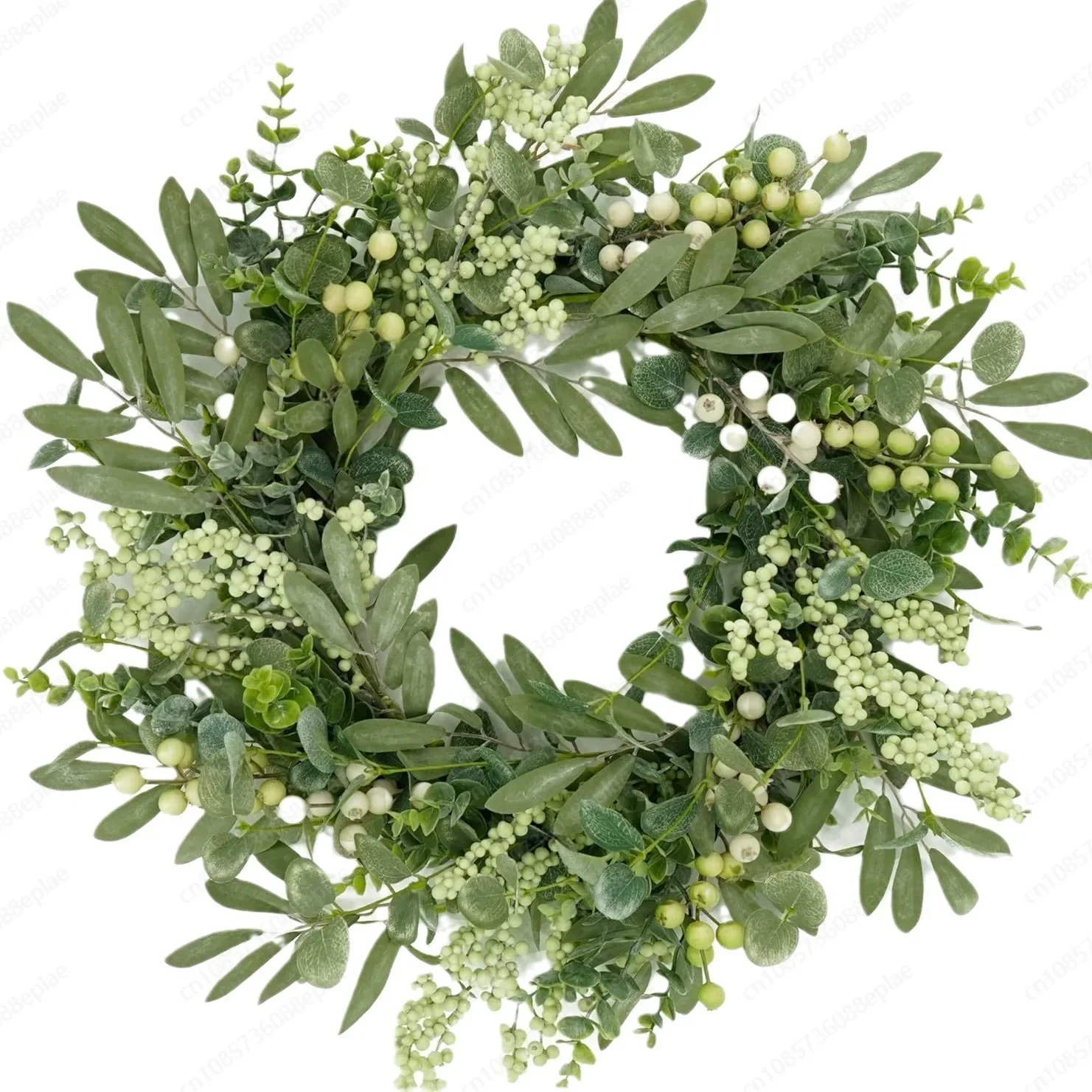 YYGreen couronne d'eucalyptus printemps été grand anneau de vigne eucalyptus couronne de baies simulée eucalyptus porte suspendue ressurrection