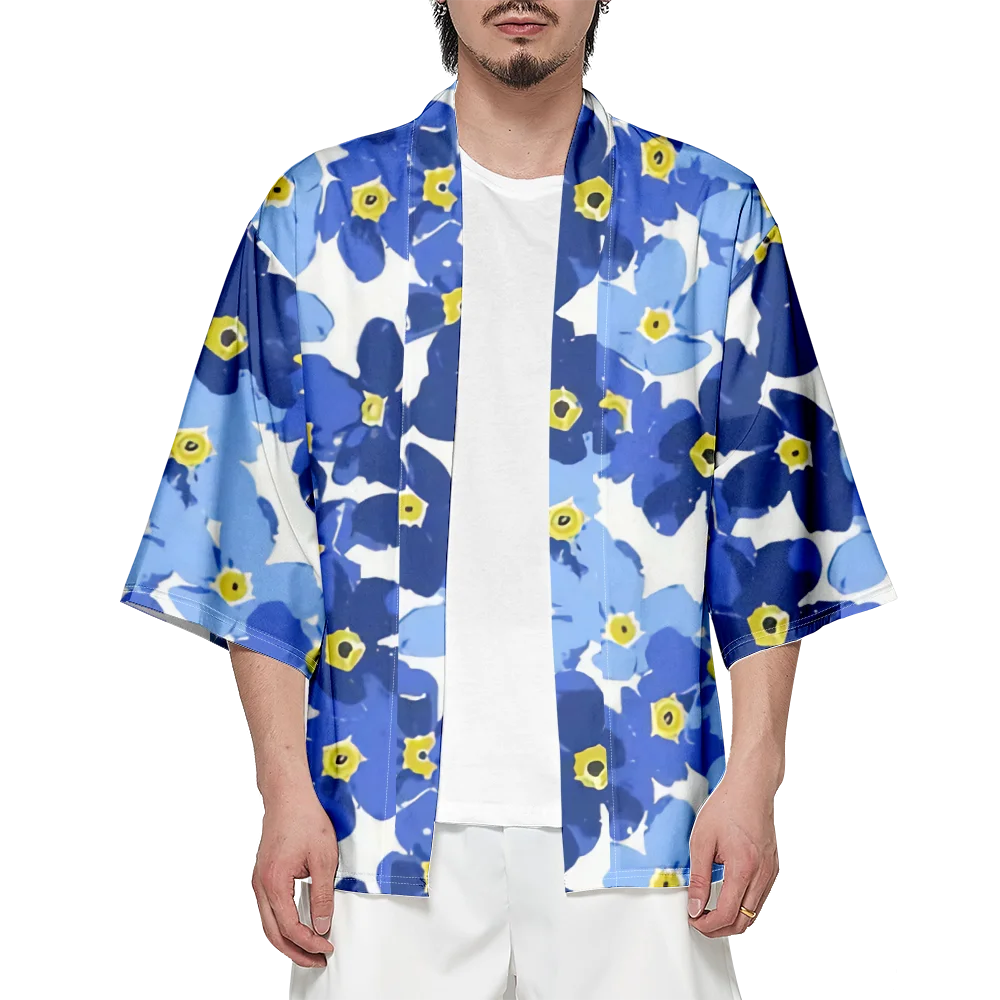 Summer Samurai Kimono Cosplay Stylish Haori Streetwear Men Flora Kimono Japanese Fashion Yukata Cardigan Resort Robe Hot Sale