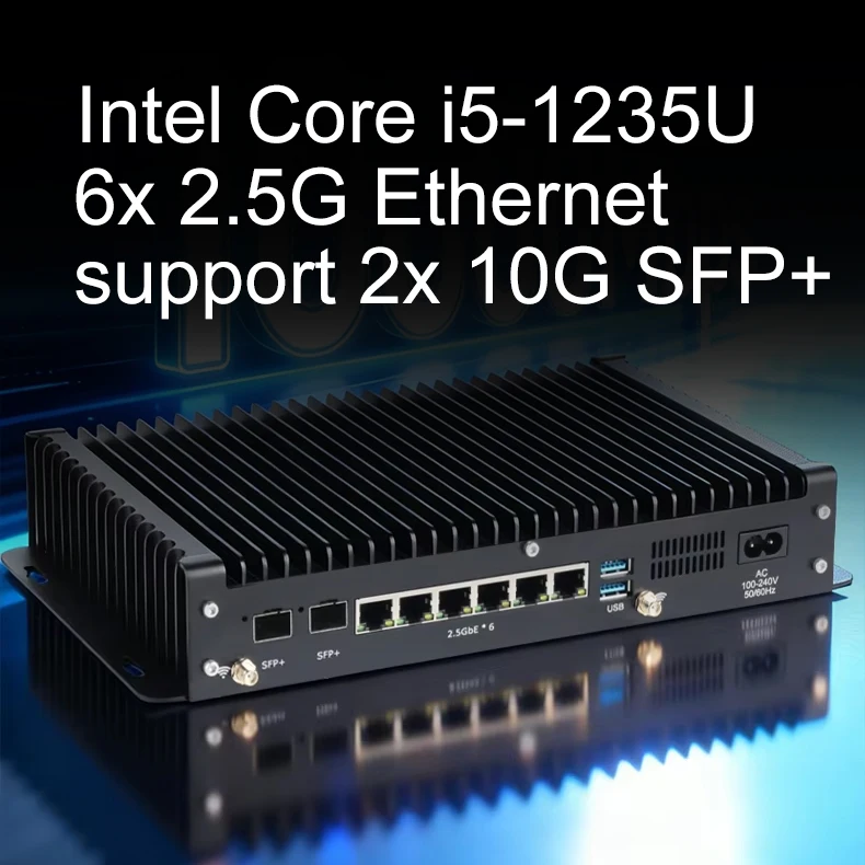 XCY X113 Industrial PC Firewall Router Gateway VPN Server Intel Core i5-1235U Processor 6x 2.5G Ethernet Support 2x 10G SFP+