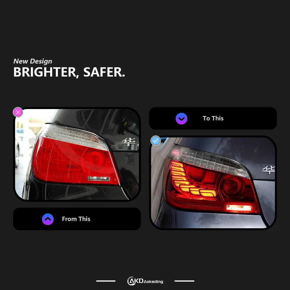 سيارة لسيارات BMW E60 2003-2010 الذيل مصباح Led أضواء الضباب DRL يوم تشغيل ضوء ضبط اكسسوارات السيارات 520i 523i 525i 530i أضواء خلفية #2