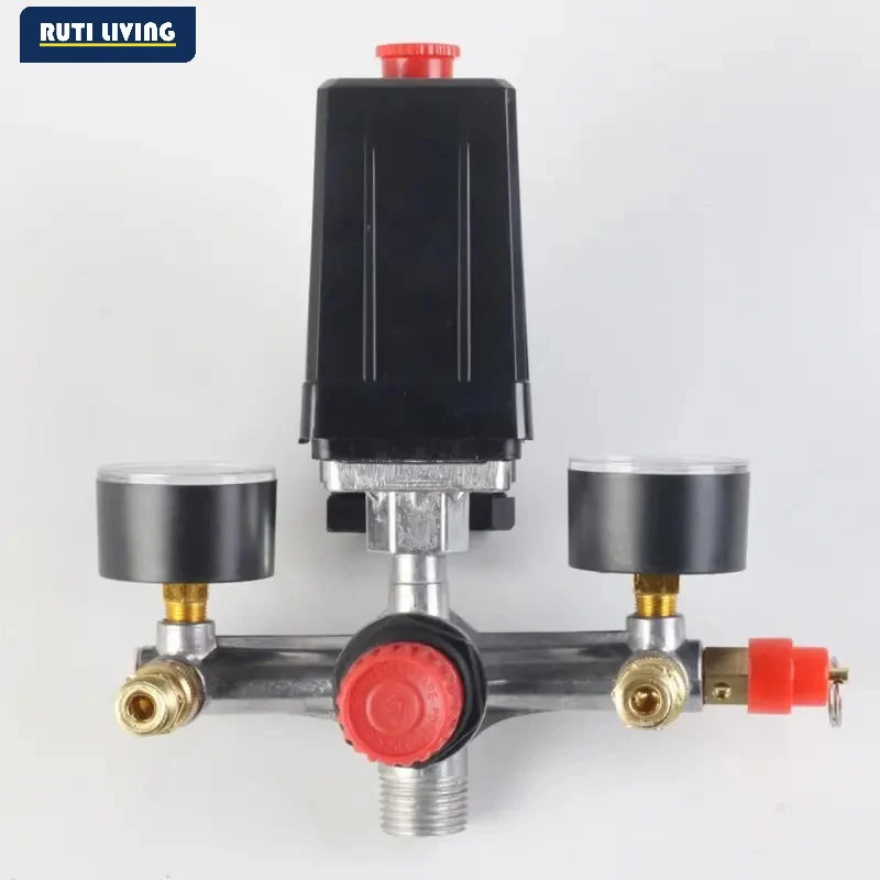 RUTI 90-120PSI AC Air Compressor Pressure Switch Valve Control Kit Vertical Switch Manifold Regulator Gauges Safety Valve