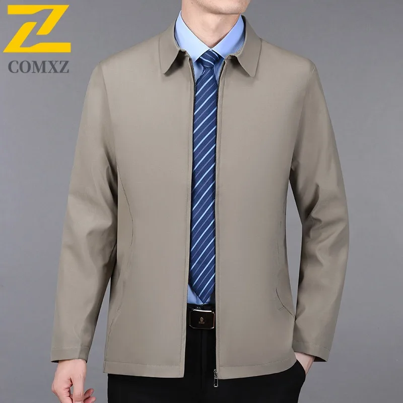 

COMXZ минималистичная уличная мужская куртка с воротником-стойкой, дорожные ветрозащитные куртки, повседневная устойчивая к морщинам легкая осенняя одежда