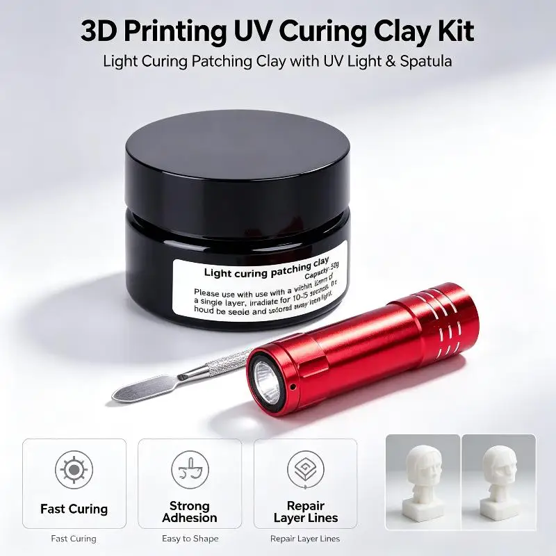 3D Printer UV Curable Fill Putty 1 Set Smooth Finish Repair Clay for Bambu Lab Printing Post Processing Accessories