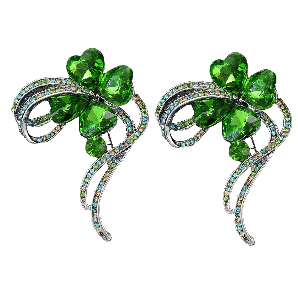 2pcs St. Patrick's Day Lucky Clover Brooch Lucky Clover B Ooch Girl Suit Coat Daily Versatile Accessory for Clothing Backpack