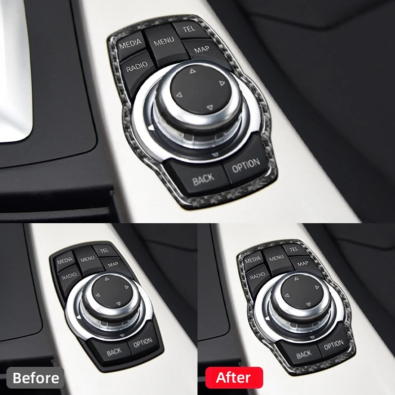 For BMW 3 Series GT F30 F34 2013-2018 Accessories Carbon Fiber Interior Car Central Multimedia Knob Button Trim Frame Stickers