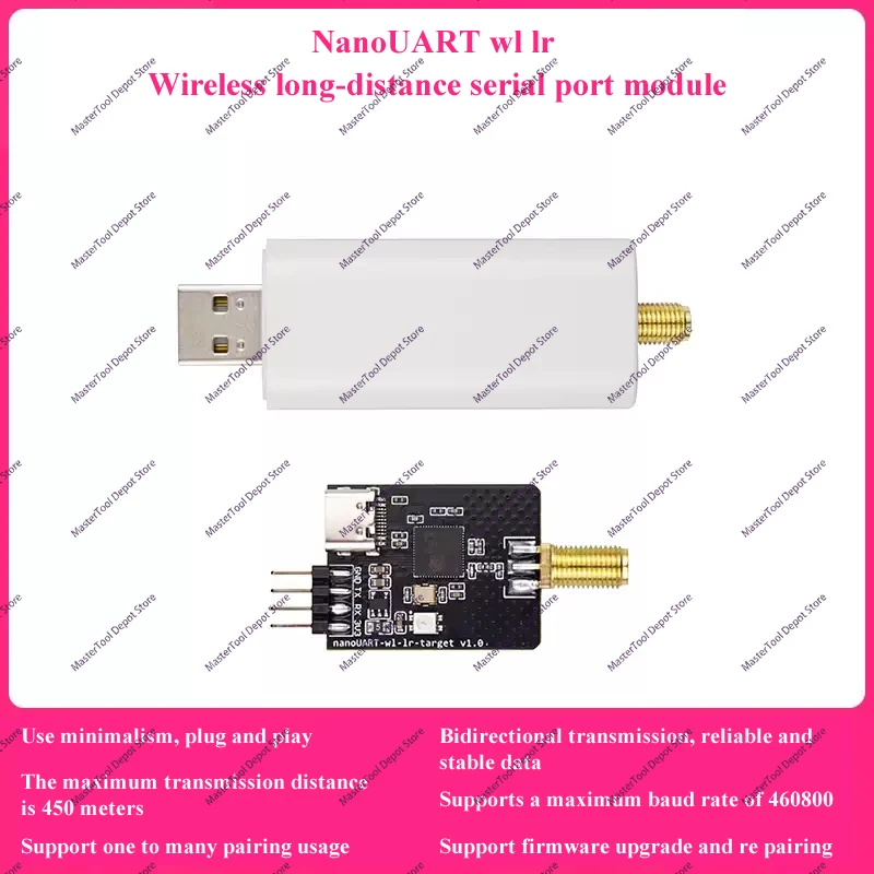 

Модуль беспроводного последовательного порта Сверхдалочный USB-TTL Беспроводная прозрачная передача 2,4G Высокоскоростной USB-порт с последовательным портом