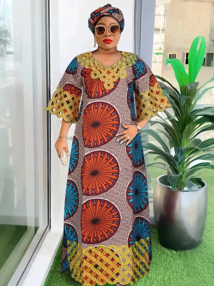 2024 Africa Clothing Traditional Wax Dresses For Women African Party Evening Gowns Ankara Dashiki Print Outfits Plus Size Dress