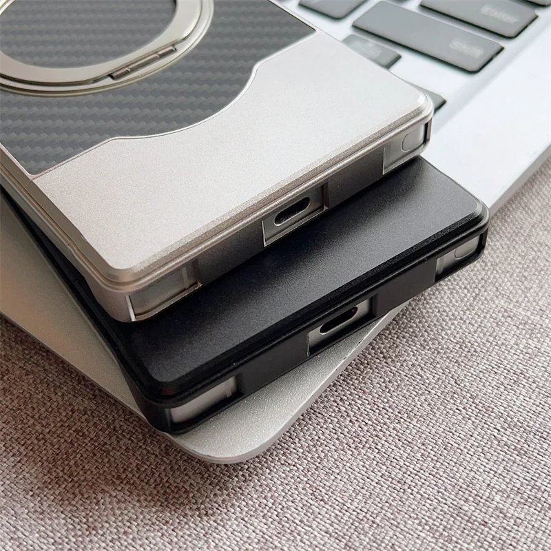 دفع مغناطيسي 360 °   حافظة هاتف معدنية قابلة للدوران لهاتف سامسونج جالاكسي S23 S24 S25 Ultra Magsafe من ألياف الكربون