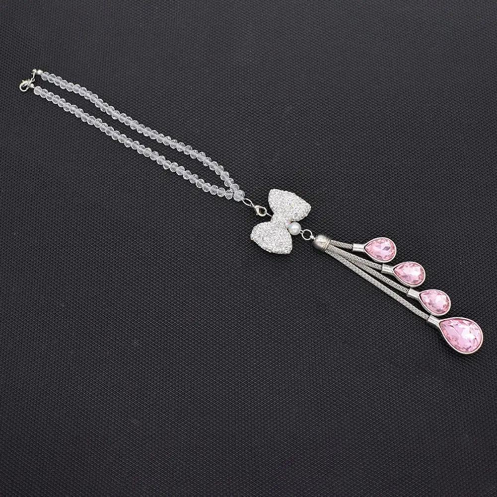 Car Mirror Accessories Automobile Pendant Bling Rhinestone Car Charm Pendant Rear View Mirror Decoration with Lanyard Easy