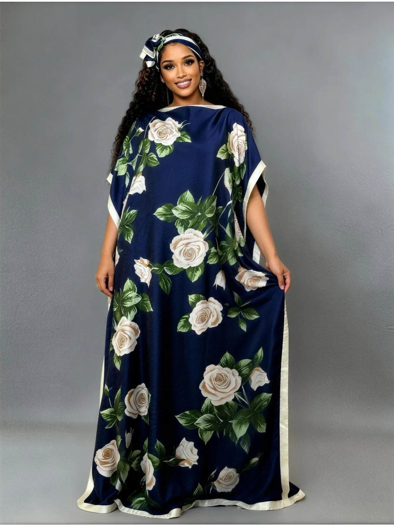 

Абайя с принтом в ближневосточном стиле с шарфом, свободного кроя, больших размеров, традиционное платье для женщин