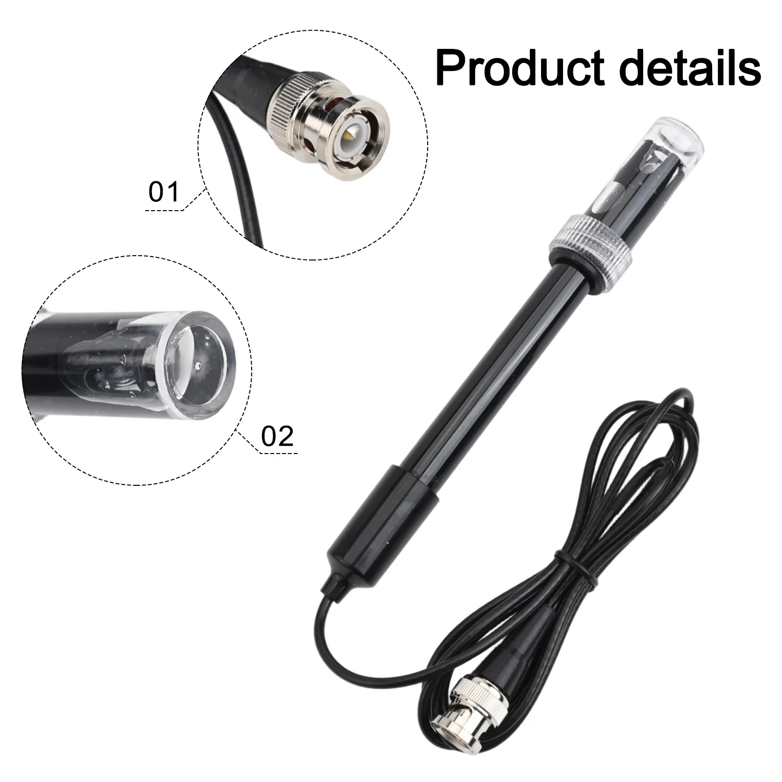 165mm*17mm PH Electrode Probe Long Cable Length Ph Probe 115 Cm Cable Length Accurate PH Measurements Environment Testing