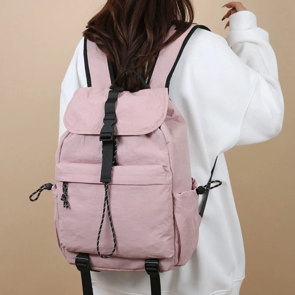 

Nylon Large Capacity Backpack Daypack Anti Splashing Students School Bag Fixed Webbing Scratch Prevention Shoulders Bag Outdoor