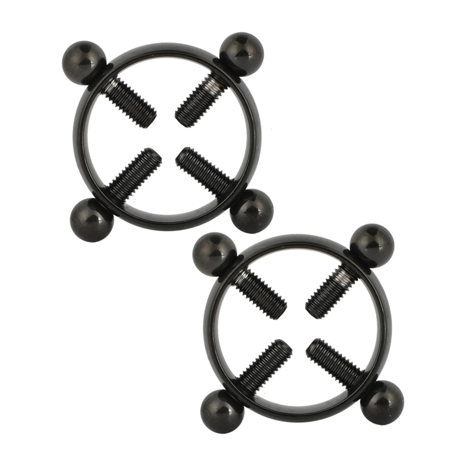 Anti Slip Polished Stainless Steel Nipple Clamp Pair Round Non Piercing Fake Piercing Rings Customizable Squeeze