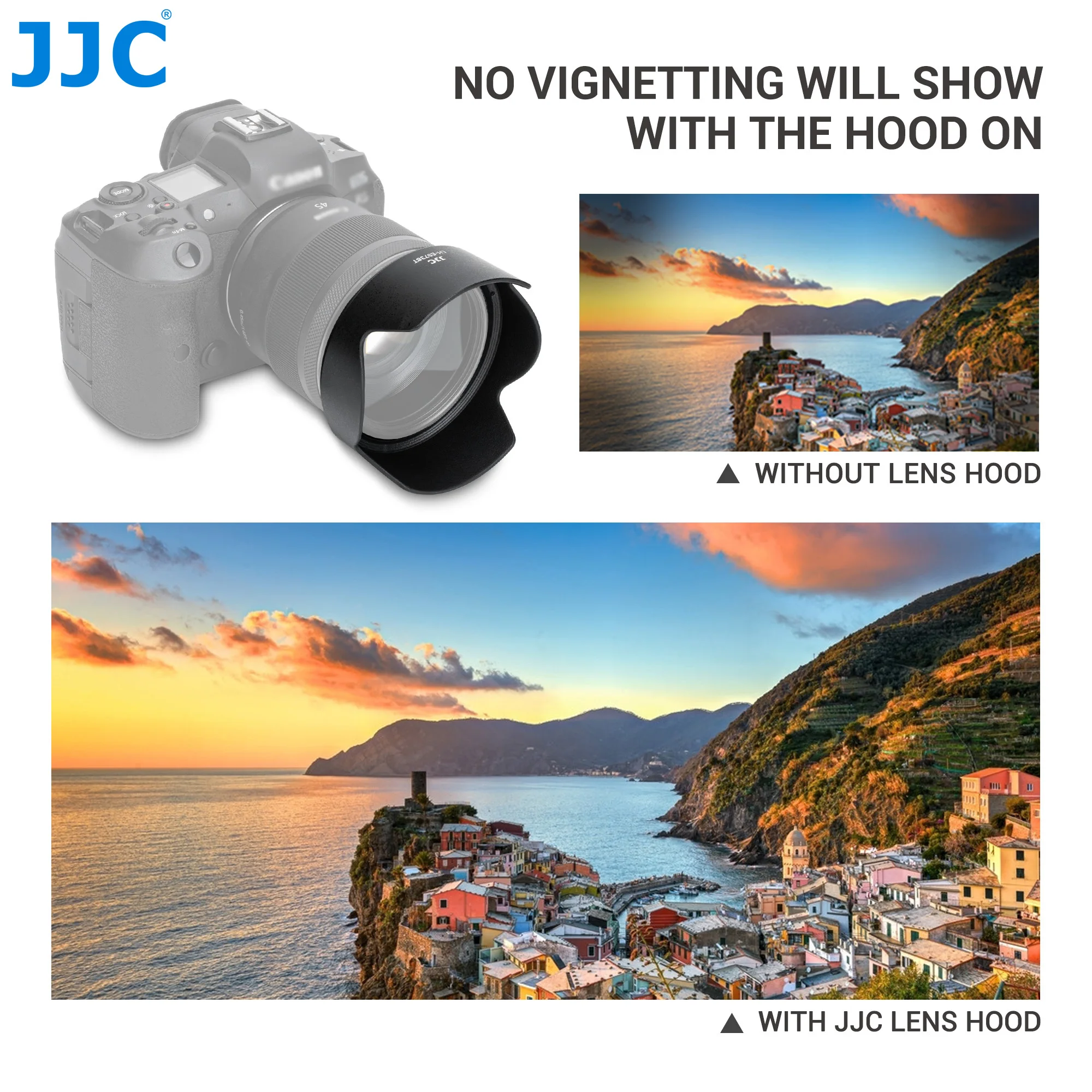 JJC ES-73B Reversible Lens Hood Shade Cover for Canon RF 45mm RF45mm F1.2 STM on R8 R5 R6 Mark II III R5 R5M2 R6M2 R6M3 EOS RP