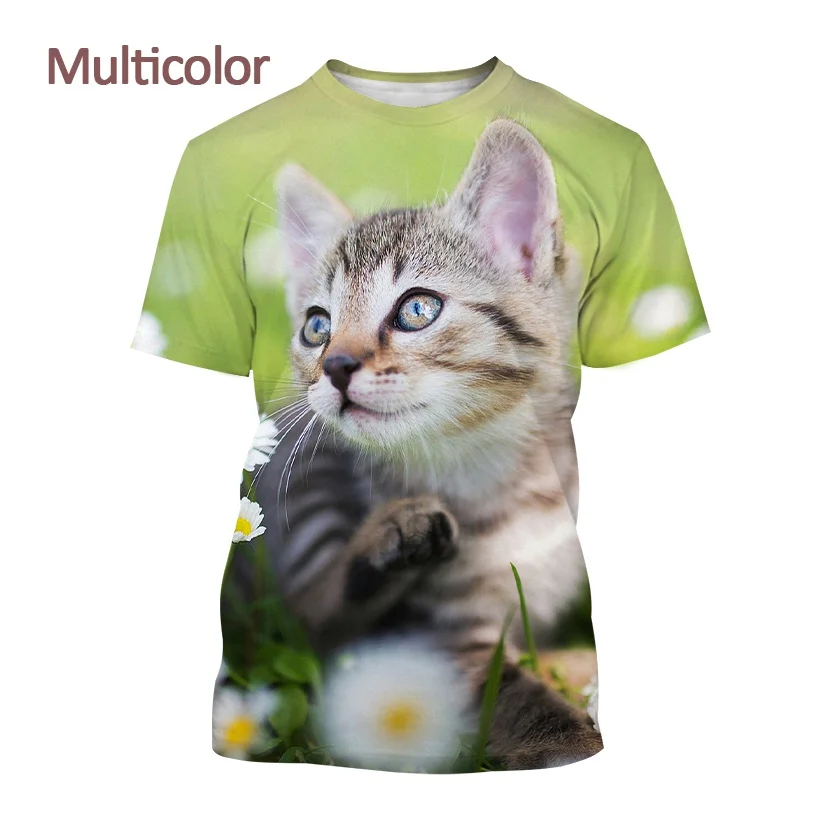 2022 Cat 3D Printed T-shirt Fashion Design Cute Animal Cat Men/Women\'s Harajuku Casual Short Sleeve