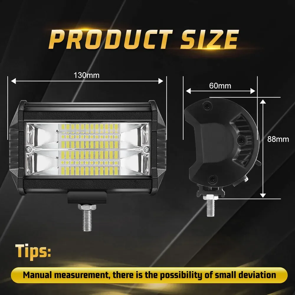 HAOLIDE 5inch Led Work Light 1PCS 6000k Spotight Combo Beam 45W 12V 4V IP68 Driving Light for Offroad  Engineering Vehicle