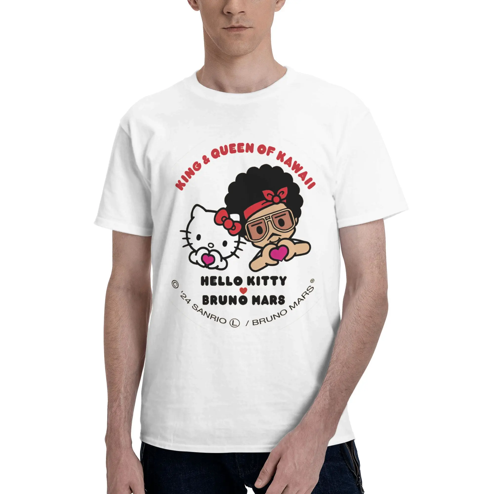 

Bruno Mars Hello Kitty T Shirt Summer Hip Hop T-Shirts Men Cotton Comfortable 5XL 6XL Clothes Short Sleeves Street Style Tshirt