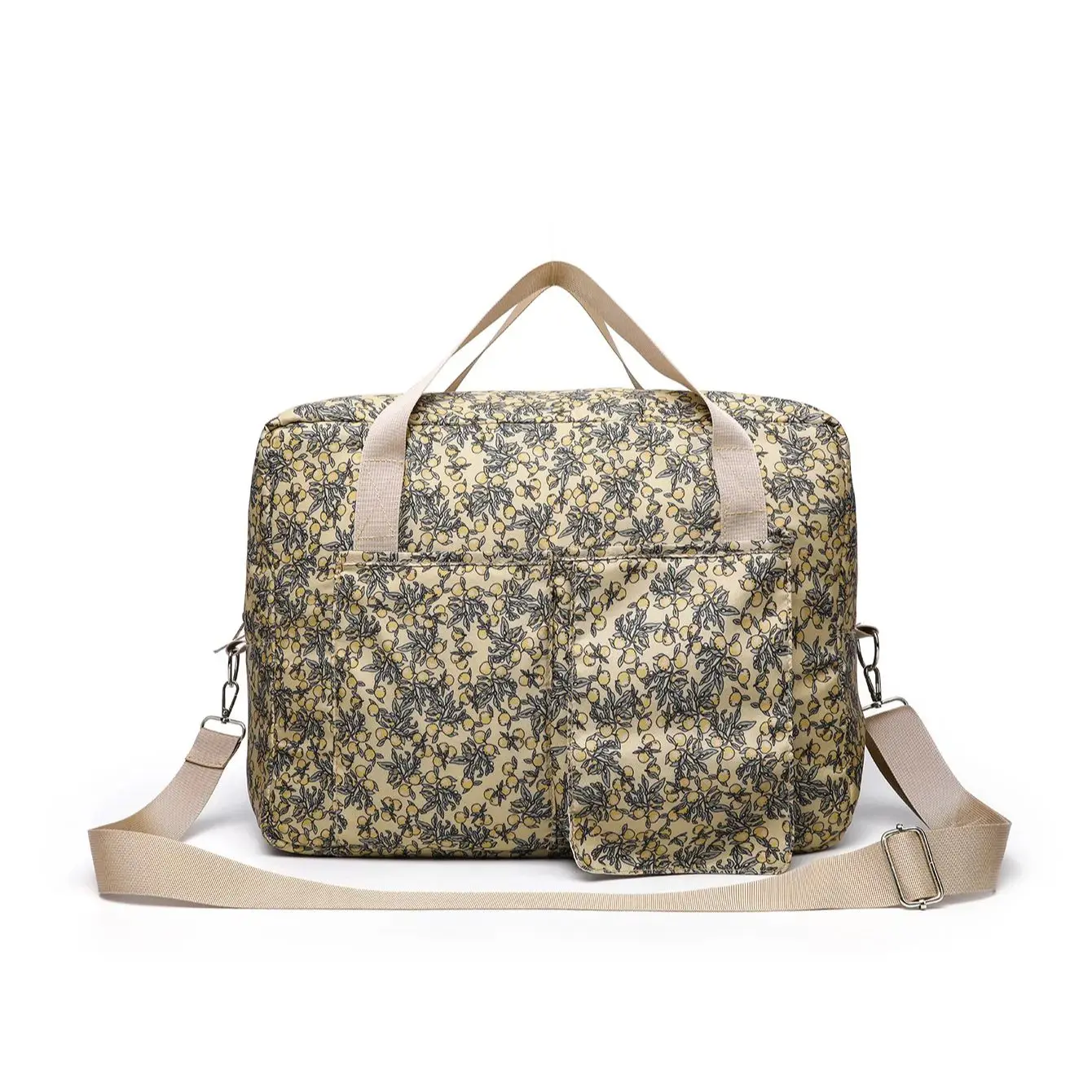 Bolsa de fraldas estilo coreano para cuidados com o bebê recém-nascido, bolsa de ombro bordada, carrinho acolchoado, organizador de armazenamento de fraldas, bolsas grandes