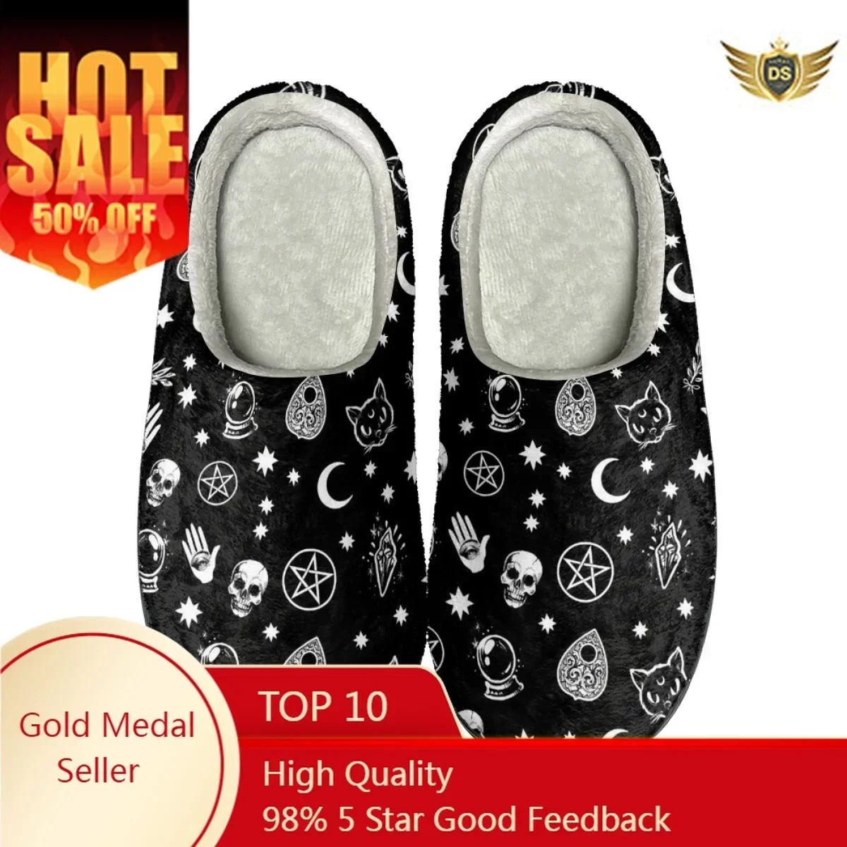 

Cat Witch Design Winter Indoor Female's Slippers Comfotable House Cotton Slippers Zapatos Non-slip Casual Couple Floor Footwear