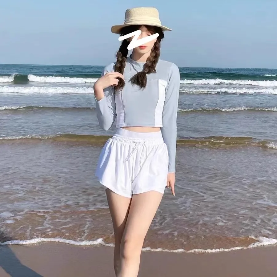 Swimsuit Women Conservative Sexy 2025 New Style Tummy Control Slimming Two-Piece Set Hot Spring Student Sports Swimwear