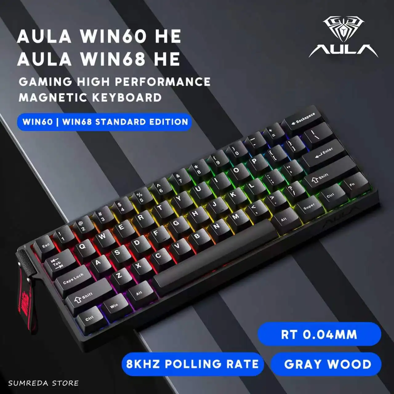 Aula win60 he win68he win60he win68 he Gaming Magnetic Mechanical Keyboard 60% Rapid Trigge 8K Wired RGB Hotswap Gamer Keyboard