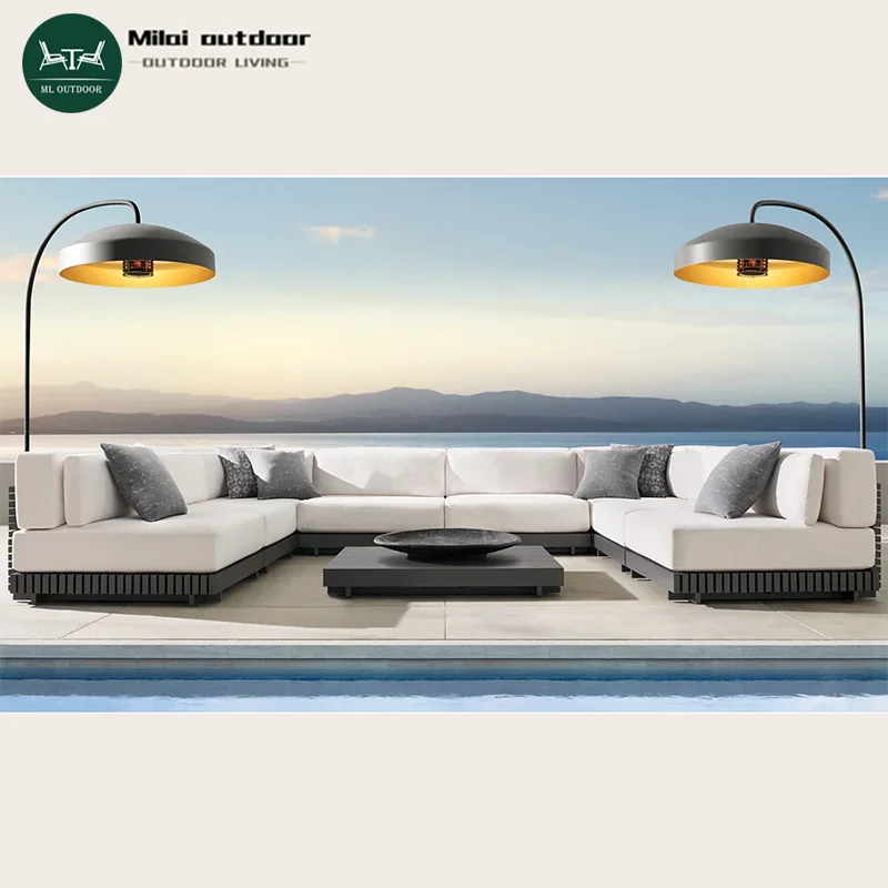 

Modern Luxury Outdoor Aluminium Frame Garden Sofa Aluminum Alloy Metal Garden Furniture Living Room Set For Courtyard Gym