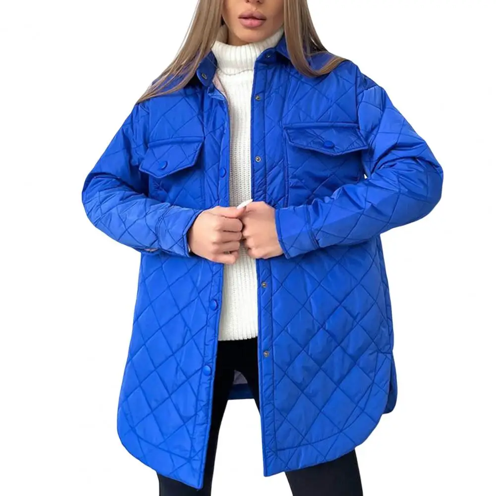 Winter Oversized xl Hooded Single-breasted Big Pocket Mid Length Women Coats Vintage Lightweight Warm Outwear New Loose Jackets