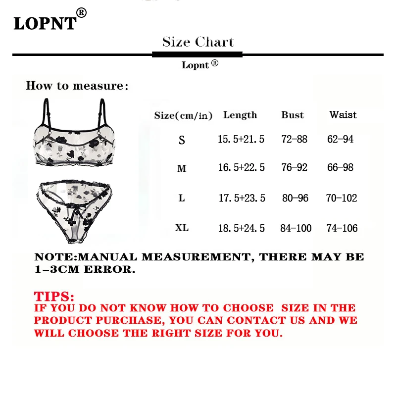 LOPNT Women\'s Floral Bra Panty Suit Beautiful Black Flocked Bras Mesh Perspective Sexy Lingerie Set See-Through Sling Underwear