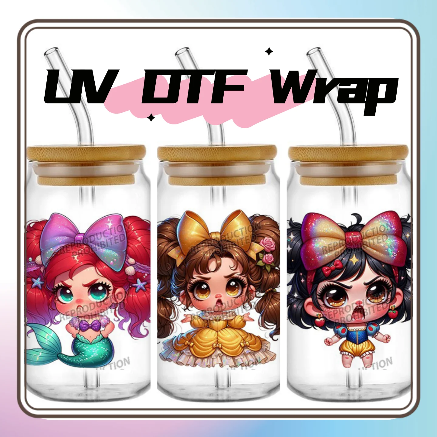 

Новые мультяшные милые сердитые принцессы, водонепроницаемые наклейки, 3D переводные наклейки, УФ-наклейки DTF, 16 унций, обертывания для очков, чашки, уплотнение, сделай сам, кружка, наклейка для телефона