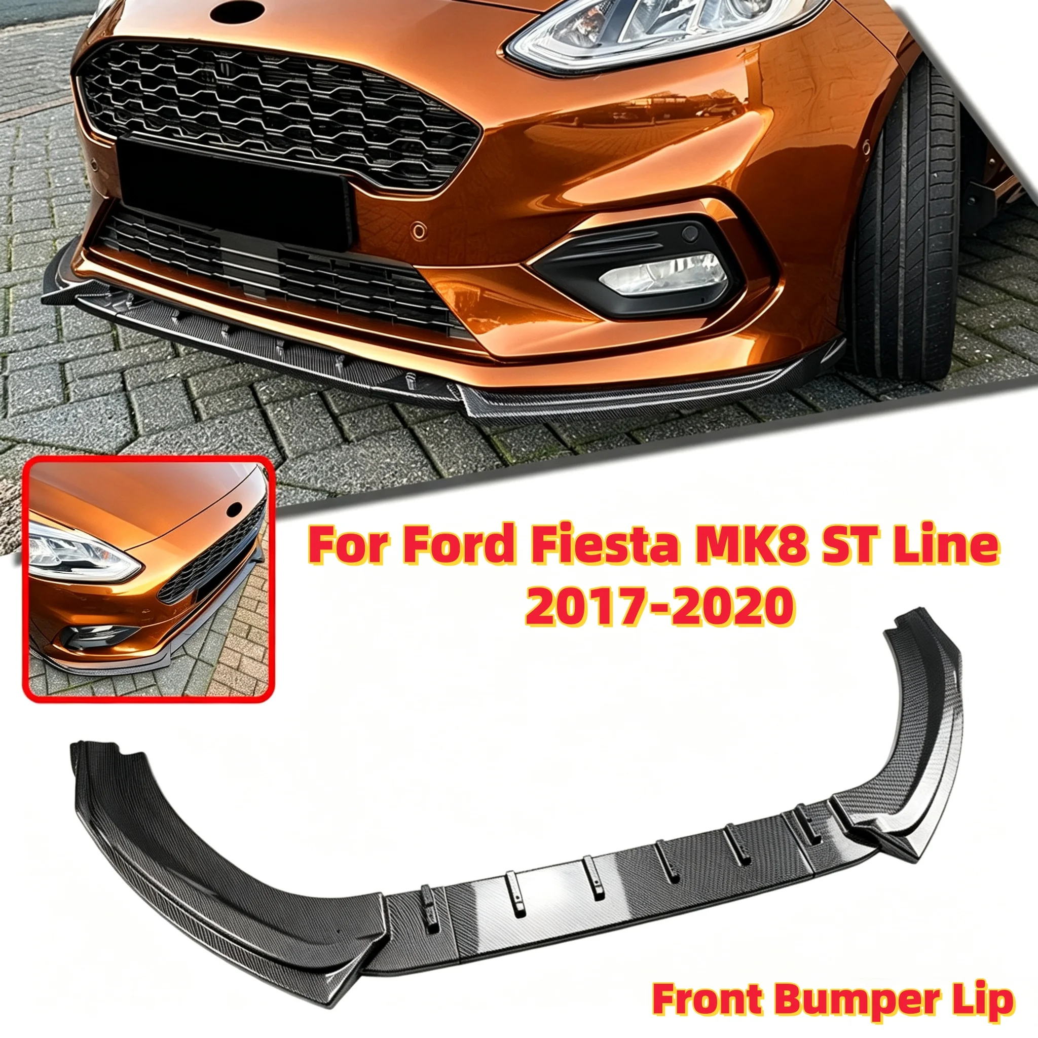 Car Front Bumper Lip Spoiler Diffuser Lip For Ford Fiesta MK8 ST Line 2017 2018 2019 2020 Body Kit Auto Accessories