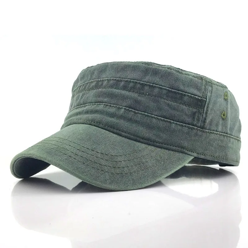 Gorra militar plana para hombre, gorra de béisbol de mezclilla lavada sólida, gorra táctica de caza, Snapback Vintage, sombrilla, sombrero de papá