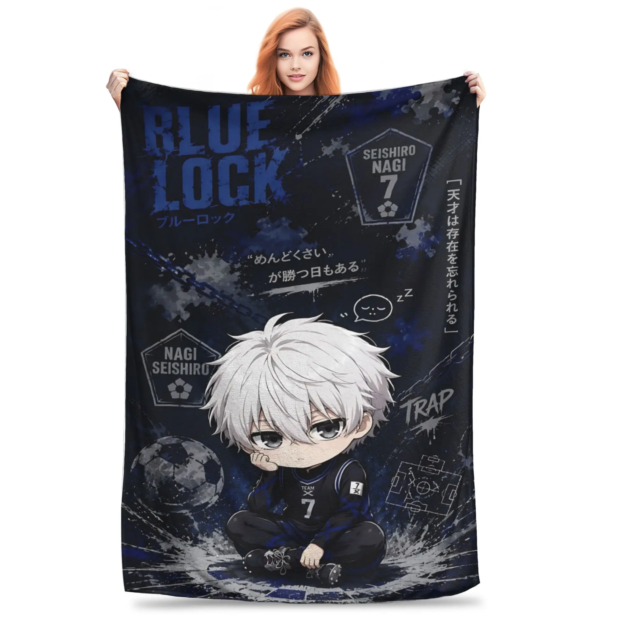 1PC home Cutecore Blue Lock Football Anime  Blanket Super Cosy Plush Home Living Room Sofa halloween