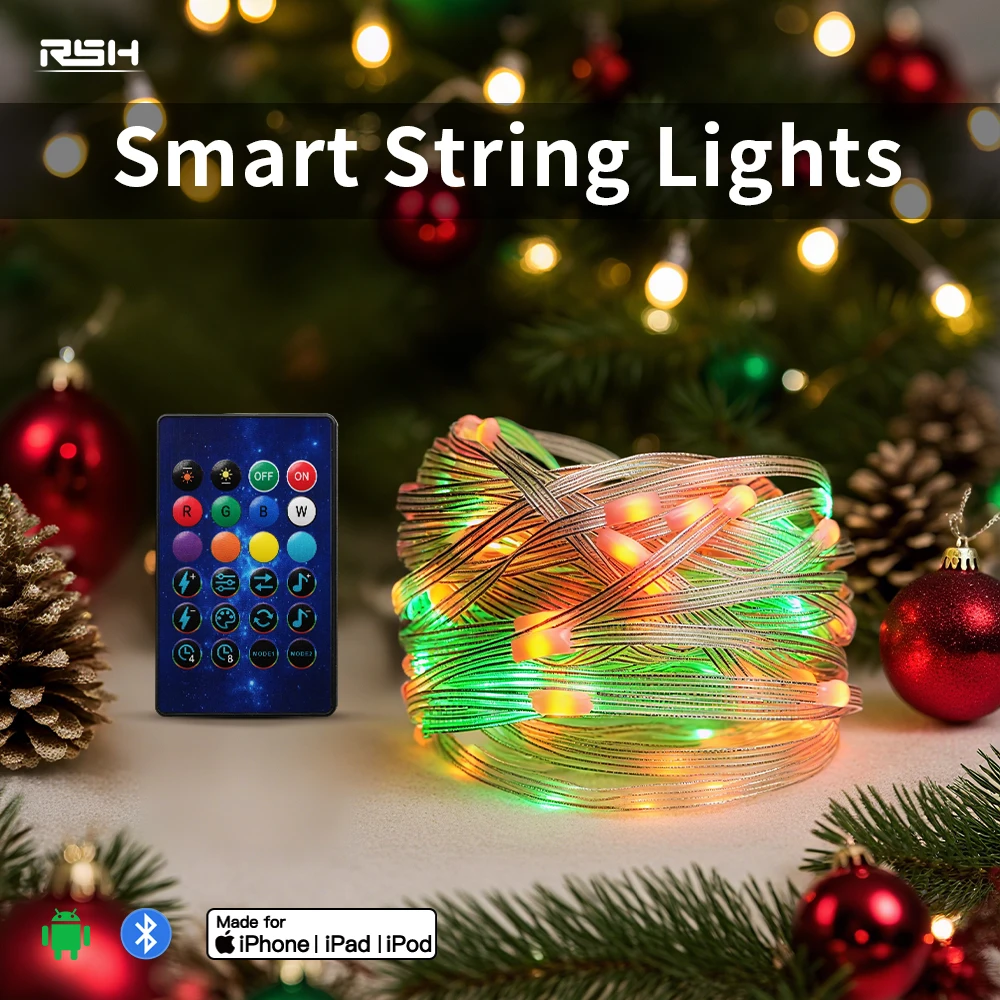 

Умные цветные световые струны «сделай сам», украшение для рождественской елки, фестиваль, вечеринка, музыка, изменение цвета, IP65, огни для телефонов iOS/Android