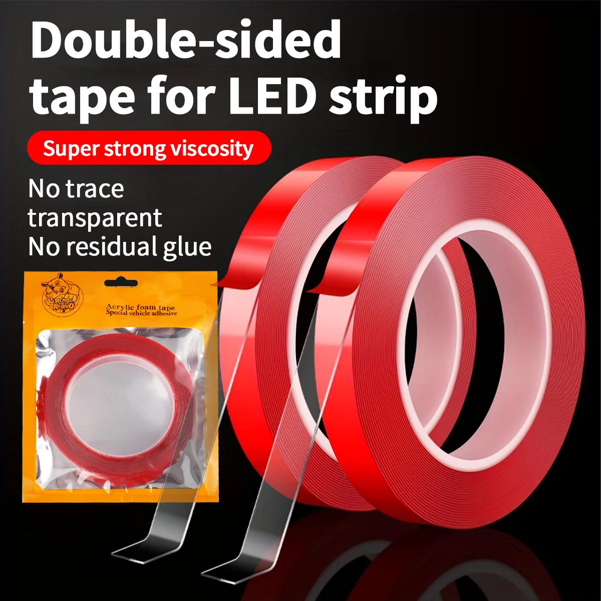 LED Light Strip Adhesive Strip Double-Sided Nano Acrylic Tape Transparent Strong Adhesion Christmas Party balloon Fixing