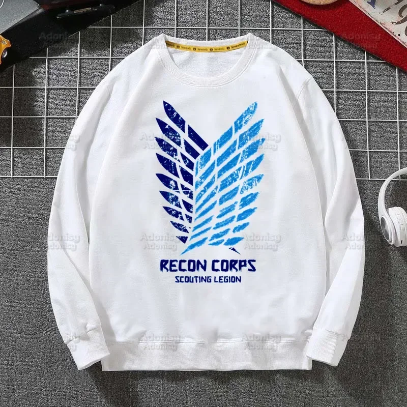 Sudaderas de lana Attack on Titan, ropa de calle Harajuku, otoño y primavera, Shingeki No Kyojin, jersey de Anime con cuello redondo, Sudadera con capucha para hombre