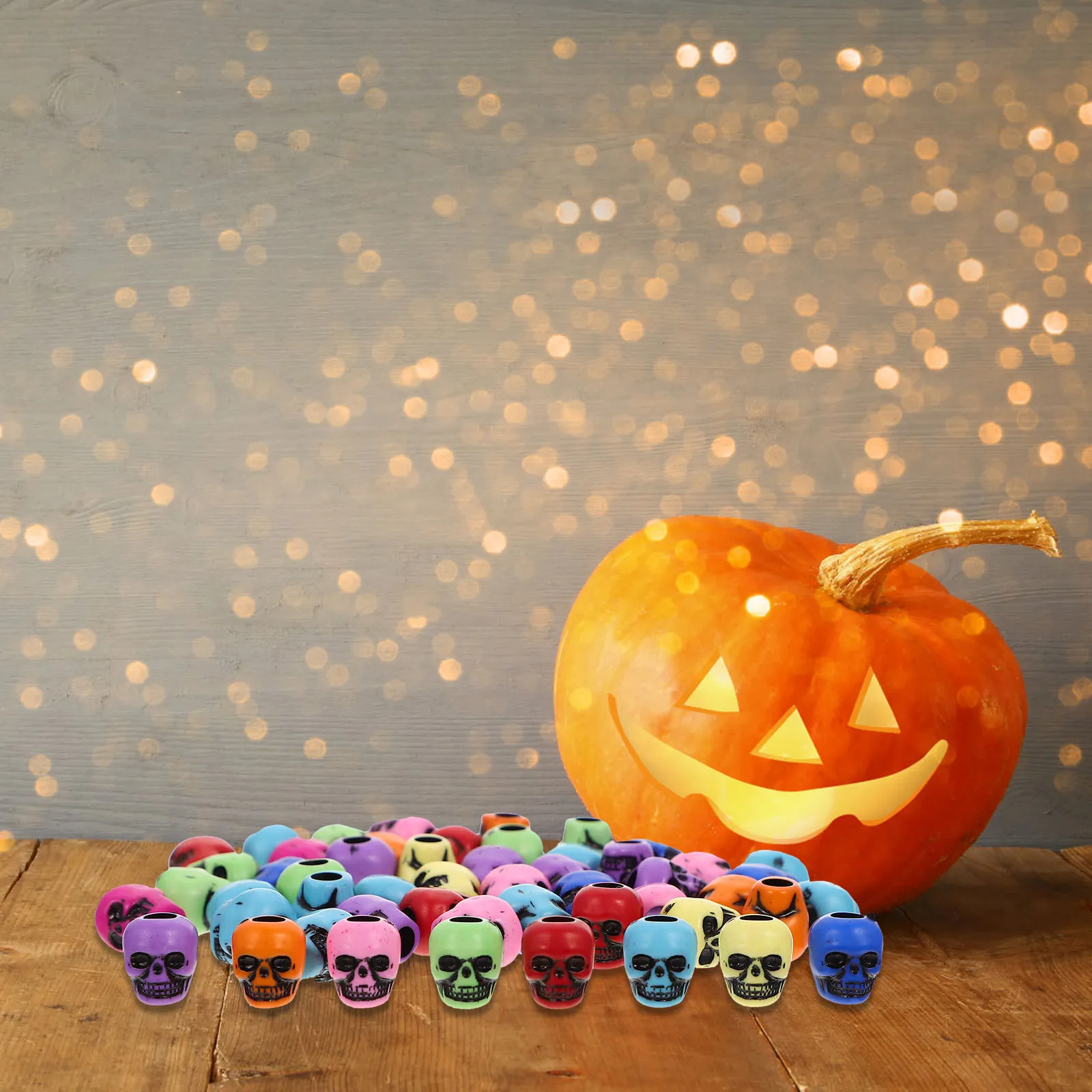

50pcs Skull Beads 10x10MM Acrylic Beads Jewelry Making Necklace Bracelet Crafts Halloween Gifts Mixed Colors