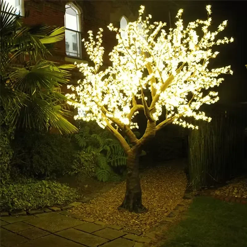 2025 Hot Sale High Quality 3Meters LED Warm White Cherry Tree Outdoor Holiday Lighting IP44 Garden Christmas Decoration