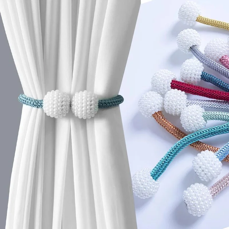 2pcs Curtain Bundling Straps Creative High-End Functional Straps Simple Thick Tie Rope Household Strong Magnetic Suction