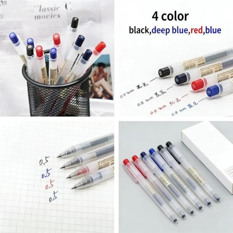 

10Pcs/5pcs Set Japan MUJIs Style Press Gel Ink Pen Ballpoint Pen Box Case School Office Stationery Four colors to choose