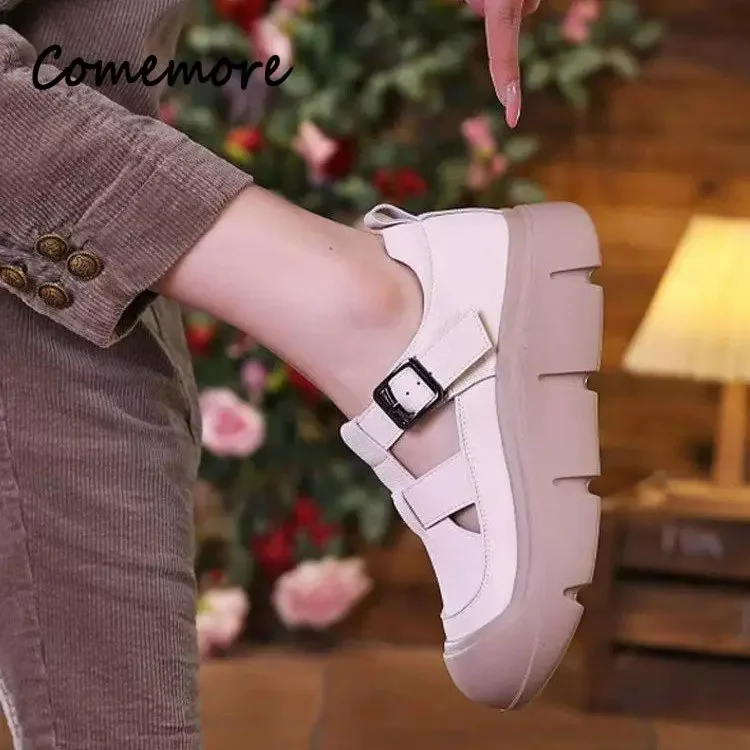 صندل مجوف بنعل سميك للنساء ، صنادل رياضية رومانية غير رسمية متعددة الاستخدامات بمقدمة مستديرة قابلة للتنفس ، موضة صيفية ، #3